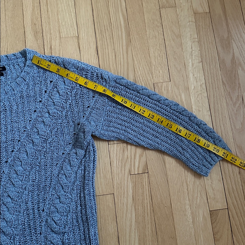 5 for $25 // Massimo Dutti light blue 3/4 sleeves knit fisherman sweater medium - Picture 6 of 7
